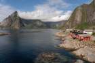 Norway, Hamnoy. Former fishermans cabins now used for tourists. Art Print
